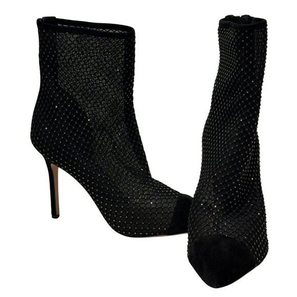 $550 Veronica Beard black Lisa Strass Mesh boots size 8.5 - Picture 5 of 5